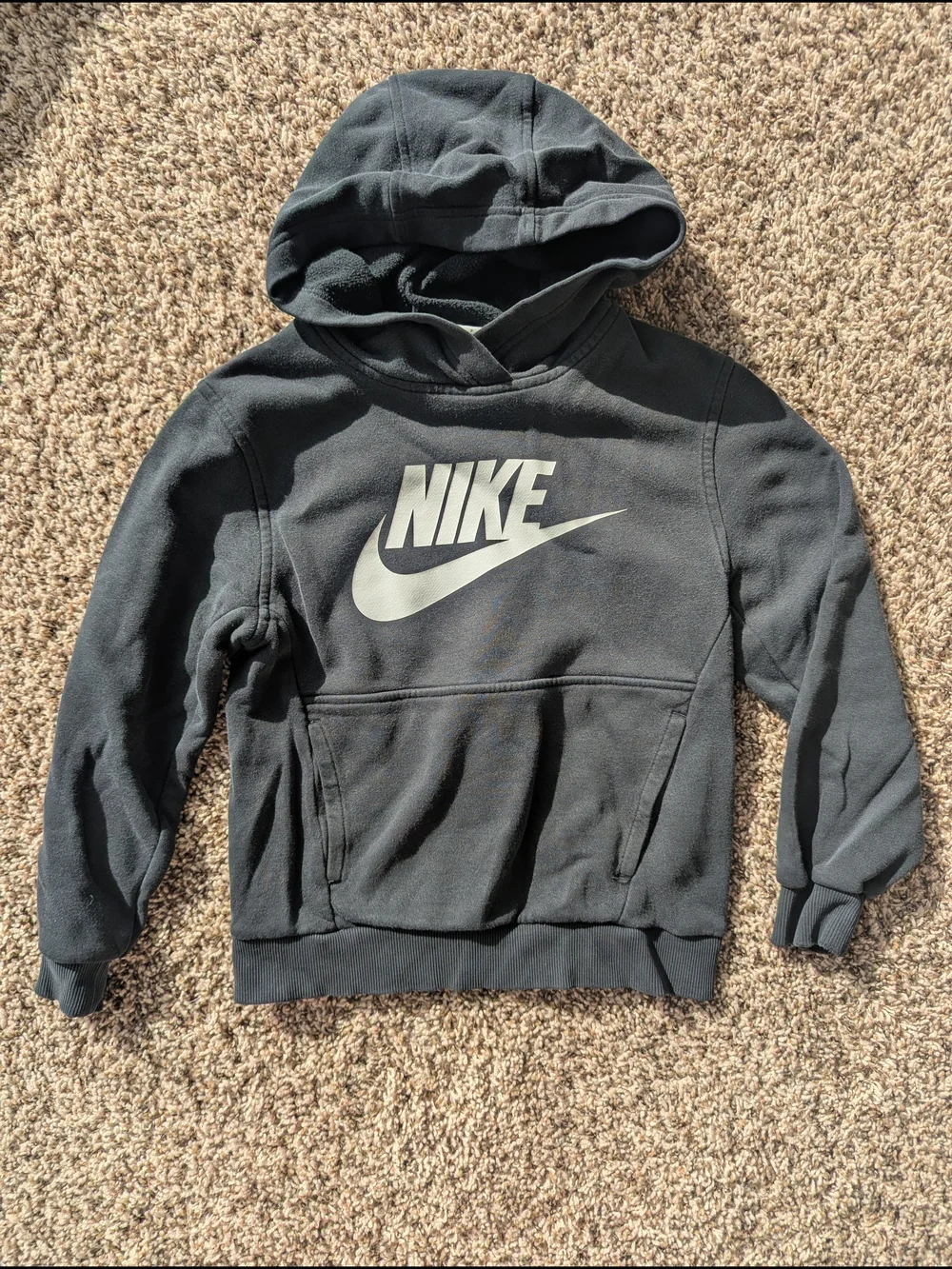 Nike Kids Charcoal Hoodie with White Swoosh